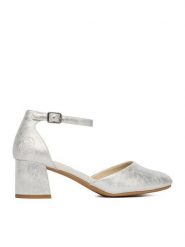 Rieker Czółenka 44762-90 Srebrny. Szare czółenka Rieker, bez wzorów, z materiału, bez obcasa, bez zapięcia. Za 319.99 zł.