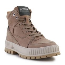 Buty Palladium Pallashock Hi Snk Stucco W 98357-223-M beżowy. Brązowe buty treningowe bez wzorów, z gumy, bez zapięcia. Za 859.80 zł.