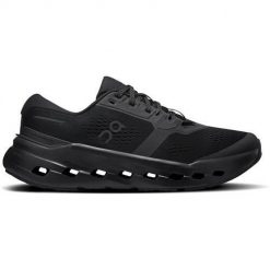 Buty do biegania damskie On Cloudrunner 3. Czarne buty do biegania On, bez wzorów, bez zapięcia, do biegania. Za 599.99 zł.