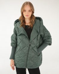 Pikowana gładka kurtka. Zielone kurtki Unisono, s, bez wzorów, bez kaptura. Za 359.00 zł.