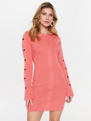 Patrizia Pepe Sukienka dzianinowa 8A1061/K9J5-R765 Różowy Slim Fit. Czerwone sukienki Patrizia Pepe, bez wzorów, z dzianiny, bez kołnierzyka, bez ramiączek. Za 839.99 zł.
