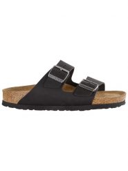 Birkenstock Skórzane klapki "Arizona" w kolorze czarnym rozmiar: 42. Czarne klapki Birkenstock, bez wzorów, klasyczne, z otwartym noskiem, bez obcasa, bez zapięcia. Za 381.24 zł.