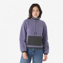 Polar turystyczny damski MH100. Fioletowe bluzy z polaru QUECHUA, na jesień, m, bez wzorów, z elastanu, trekkingowe. Za 119.99 zł.