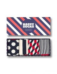 Skarpetki Happy Socks Classic Navy Giftbox 4-pack. Niebieskie skarpetki Happy Socks, bez wzorów, z bawełny. Za 189.25 zł.