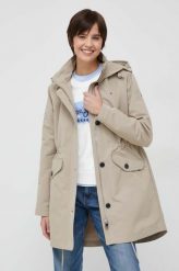 Tommy Hilfiger parka damska kolor beżowy przejściowa. Brązowe płaszcze Tommy Hilfiger, l, bez wzorów, z kapturem. Za 1,299.90 zł.
