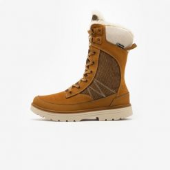 Buty turystyczne damskie Quechua NH900 skóra. Brązowe buty trekkingowe QUECHUA, na zimę, ze skóry, bez zapięcia. Za 399.99 zł.