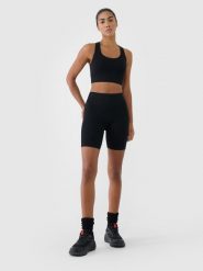 4F Legginsy kolarki treningowe bezszwowe damskie - czarne M/L. Czarne legginsy 4f, bez wzorów, z dzianiny, klasyczne, krótkie. Za 79.99 zł.
