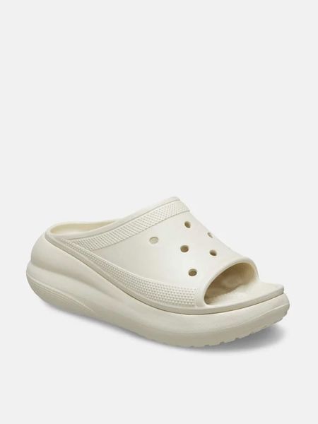 Crocs Klapki "Crush" w kolorze kremowym rozmiar: 39/40. Brązowe klapki Crocs, bez wzorów, klasyczne, z otwartym noskiem, bez obcasa, na platformie, bez zapięcia. Za 131.43 zł.