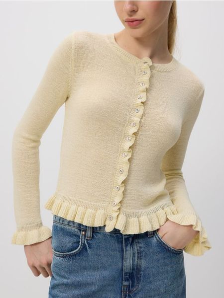 Sweter z guzikami - inny. Swetry Reserved, l, bez wzorów, z dzianiny, bez ramiączek. W wyprzedaży za 69.99 zł.