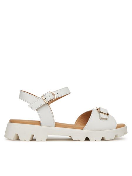 Lasocki Sandały GRD-3134-03 Biały. Białe sandały Lasocki, bez wzorów, ze skóry, bez obcasa, na płaskiej podeszwie, bez zapięcia. Za 119.99 zł.