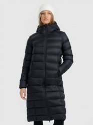 4F Płaszcz puchowy z wypełnieniem naturalnym damski - czarny XL. Czarne płaszcze 4f, na zimę, xl, bez wzorów, z materiału, bez kaptura. Za 799.99 zł.