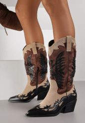 Czarne Botki Typu Kowbojki na Stożkowym Obcasie z Tłoczonym Wzorem Badorella. Czarne botki Born2be, bez wzorów, z jeansu, klasyczne, bez obcasa, na obcasie, bez zapięcia. Za 129.99 zł.