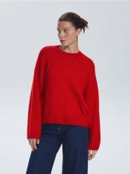 Sweter z alpaką - czerwony. Czerwone swetry Reserved, l, bez wzorów, z dzianiny, bez ramiączek. Za 279.99 zł.