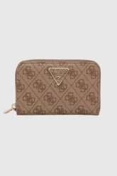 GUESS Beżowy portfel damski Laurel. Brązowe portfele Guess, z aplikacjami, ze skóry ekologicznej. W wyprzedaży za 202.99 zł.