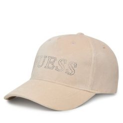 Czapka z daszkiem Guess. Brązowe czapki z daszkiem Guess, z aplikacjami. Za 129.99 zł.