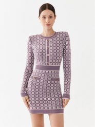 Elisabetta Franchi Sukienka dzianinowa AM-94Q-36E2-V550 Fioletowy Slim Fit. Fioletowe sukienki Elisabetta Franchi, bez wzorów, z dzianiny, bez kołnierzyka, bez ramiączek. Za 2,929.00 zł.