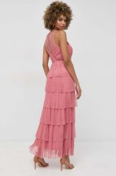 Twinset sukienka kolor różowy maxi rozkloszowana. Czerwone sukienki Twinset, bez wzorów, bez kołnierzyka, bez ramiączek, maxi, rozkloszowane. Za 1,689.90 zł.