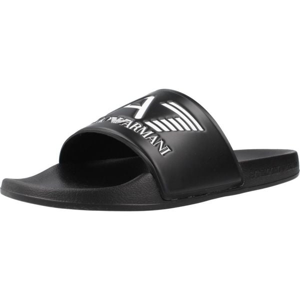 Sandały EMPORIO ARMANI SCARPE BEACHWEAR Czarny. Czarne sandały EA7, bez wzorów, z materiału, bez obcasa, bez zapięcia. Za 144.99 zł.
