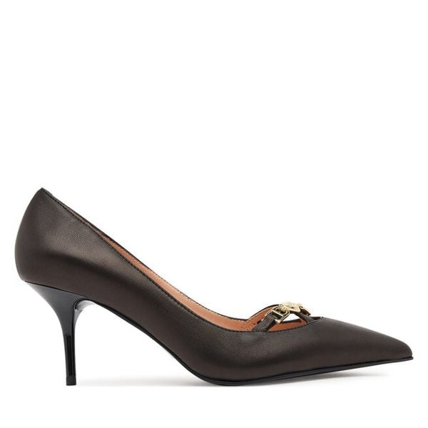 Czółenka LOVE MOSCHINO. Czarne czółenka Love Moschino, bez wzorów, bez obcasa, bez zapięcia. Za 919.99 zł.