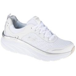 Buty sportowe Sneakersy damskie, Skechers D'Lux Walker. Białe buty sportowe lifestyle Skechers, bez wzorów, casualowe, bez zapięcia. Za 369.99 zł.