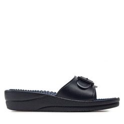 Klapki Scholl. Niebieskie klapki Scholl, bez wzorów, bez obcasa, bez zapięcia. Za 169.99 zł.