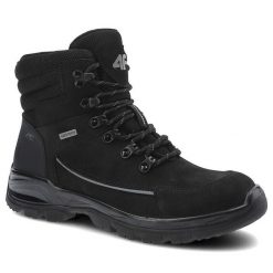 Czarne Trekkingi 4F Damskie Sportowe Buty Zimowe. Czarne botki 4f, na zimę, z materiału, bez zapięcia. Za 369.00 zł.