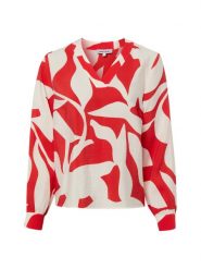 More & More Bluzka damska Kobiety Sztuczne włókno czerwony|biały wzorzysty, 44. Białe bluzki More & More, bez wzorów, z tkaniny, eleganckie, bez kołnierzyka, bez ramiączek. Za 379.95 zł.