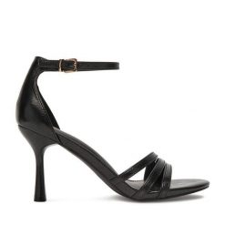 Sandały JENNY. Czarne sandały Jenny, bez wzorów, bez obcasa, na szpilce, bez zapięcia. Za 139.99 zł.