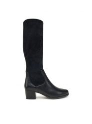 Caprice Kozaki 9-25531-45 Czarny. Czarne kozaki Caprice, bez wzorów, ze skóry, bez obcasa, na słupku, bez zapięcia. Za 489.99 zł.