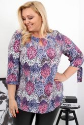 Tunika dekolt łezka w fantazyjny print PLUS SIZE XXL. Tuniki Nasi partnerzy, plus size, bez wzorów, z poliesteru, eleganckie, bez kołnierzyka, bez ramiączek. Za 169.90 zł.
