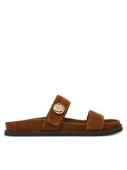 Tory Burch Klapki Romy Sport 183266 Brązowy. Brązowe klapki Tory Burch, bez wzorów, ze skóry, sportowe, bez obcasa, bez zapięcia. Za 1,659.00 zł.