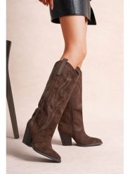 Foreverfolie Kozaki w kolorze brązowym rozmiar: 40. Brązowe kozaki Foreverfolie, na zimę, bez wzorów, bez obcasa, bez zapięcia. Za 152.99 zł.