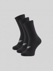 4F Skarpetki długie (3-pack) damskie - czarne 35-38. Czarne skarpetki 4f, bez wzorów, z bawełny. Za 59.99 zł.