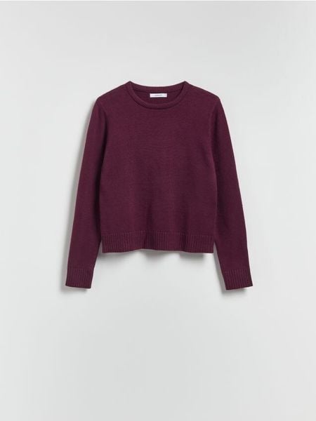 Sweter z wiskozą - ciemnofioletowy. Fioletowe swetry Reserved, l, bez wzorów, z dzianiny, bez ramiączek. Za 99.99 zł.