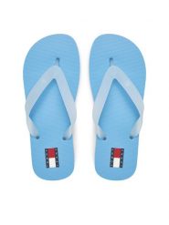 Tommy Jeans Japonki Tjw Logo Flip Flop EN0EN02447 Błękitny. Niebieskie japonki Tommy Jeans, bez wzorów, z jeansu. Za 109.99 zł.