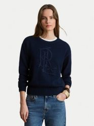 LAUREN RALPH LAUREN Sweter 200979653004 Granatowy Regular Fit. Niebieskie swetry Lauren Ralph Lauren, l, bez wzorów, z bawełny, bez ramiączek. Za 1,199.00 zł.