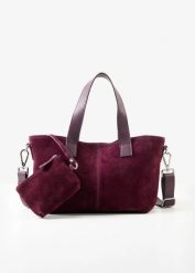 Torebka ze skóry zamszowej. Brązowe torebki klasyczne bonprix, bez wzorów, ze skóry, zamszowe, bez dodatków. Za 189.99 zł.