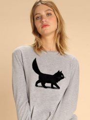 WOOOP Bluza "Creeping Cat" w kolorze szarym rozmiar: XXL. Szare bluzy bez kaptura Wooop, xxl, bez wzorów, bez kaptura. Za 100.99 zł.