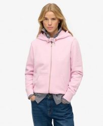 Superdry Bluza z kapturem Essential Logo Zip Half Brushed. Czerwone bluzy Superdry, bez wzorów, z bawełny, klasyczne, bez ramiączek, z kapturem. Za 322.70 zł.