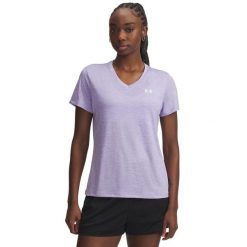 Koszulka damska Under Armour Tech SSV- Twist. Fioletowe t-shirty sportowe Under Armour, bez wzorów, bez ramiączek. Za 119.99 zł.