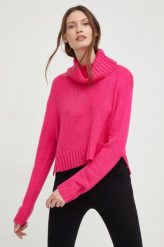 Answear Lab sweter wełniany damski kolor różowy z golfem. Czerwone swetry Answear Lab, l, bez wzorów, z wełny, bez ramiączek. Za 129.99 zł.