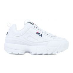 Buty Fila Disruptor Low W 1010302-1FG białe. Białe buty treningowe bez wzorów, z gumy, bez zapięcia. Za 470.31 zł.