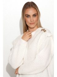 Makadamia Sweter w kolorze ecru rozmiar: onesize. Brązowe swetry Makadamia, bez wzorów, z wełny, bez ramiączek. Za 79.40 zł.