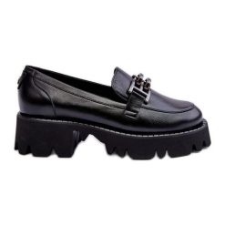 Laura Messi Damskie Skórzane Półbuty Loafersy Z Ozdobą Czarne Lyndani. Czarne półbuty wsuwane z aplikacjami, ze skóry, eleganckie, bez obcasa, na płaskiej podeszwie. Za 538.65 zł.