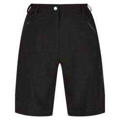 Xert damskie spodenki. Czarne szorty sportowe Regatta, bez wzorów, z elastanu, trekkingowe. W wyprzedaży za 124.00 zł.
