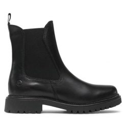 Sztyblety Tamaris. Czarne botki Tamaris, bez wzorów, bez obcasa, na płaskiej podeszwie, bez zapięcia. Za 279.99 zł.