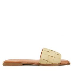 Klapki Tamaris. Żółte klapki Tamaris, bez wzorów, bez obcasa, bez zapięcia. Za 309.99 zł.
