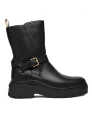 Liu Jo Botki Andrea 03 SF5097 P0102 Czarny. Czarne botki Liu Jo, bez wzorów, ze skóry, bez obcasa, na płaskiej podeszwie, bez zapięcia. Za 509.99 zł.