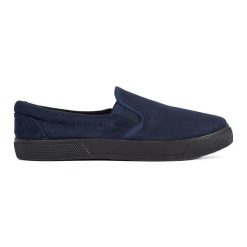 Niebieskie granatowe trampki wsuwane slip on. Niebieskie trampki bez wzorów, bez zapięcia. Za 73.16 zł.