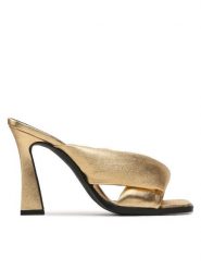 Pinko Klapki Corinne Sabot PE 23 BLKS1 100654 A0O5 Złoty. Żółte klapki Pinko, bez wzorów, ze skóry, bez obcasa, bez zapięcia. Za 829.99 zł.